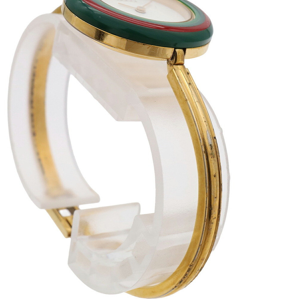 GUCCI Women's Quartz Watch with Changeable Bezel, White Dial, GP (Gold Plated... - Picture 7 of 10